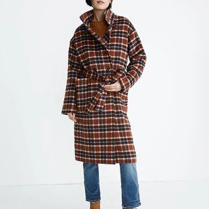Madewell Plaid Long Belted Coat